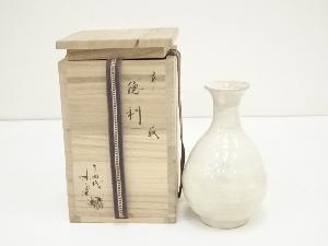 高取焼　十四代　亀井味楽造　白釉徳利（共箱）